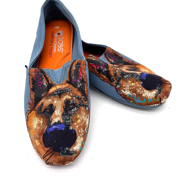 Sketchers Bob's Dogs German Shepard Women's Sz 8.5 Slip on Blue Comfort Walking - Picture 1 of 9